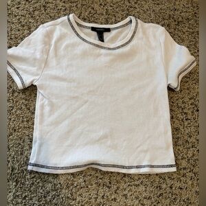 Forever 21 White Top with Black Stitching